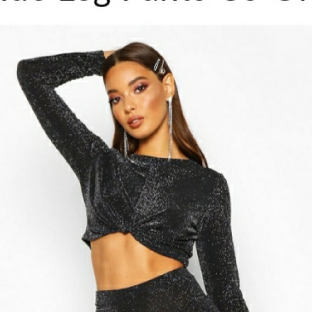 Boohoo Metallic Knot Front Top